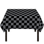 Grey And Black Checkered Pattern Print Tablecloth