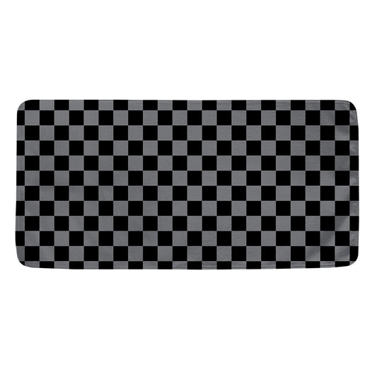 Grey And Black Checkered Pattern Print Towel