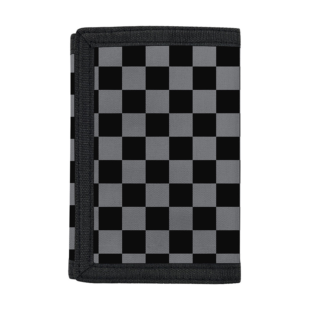 Grey And Black Checkered Pattern Print Trifold Wallet