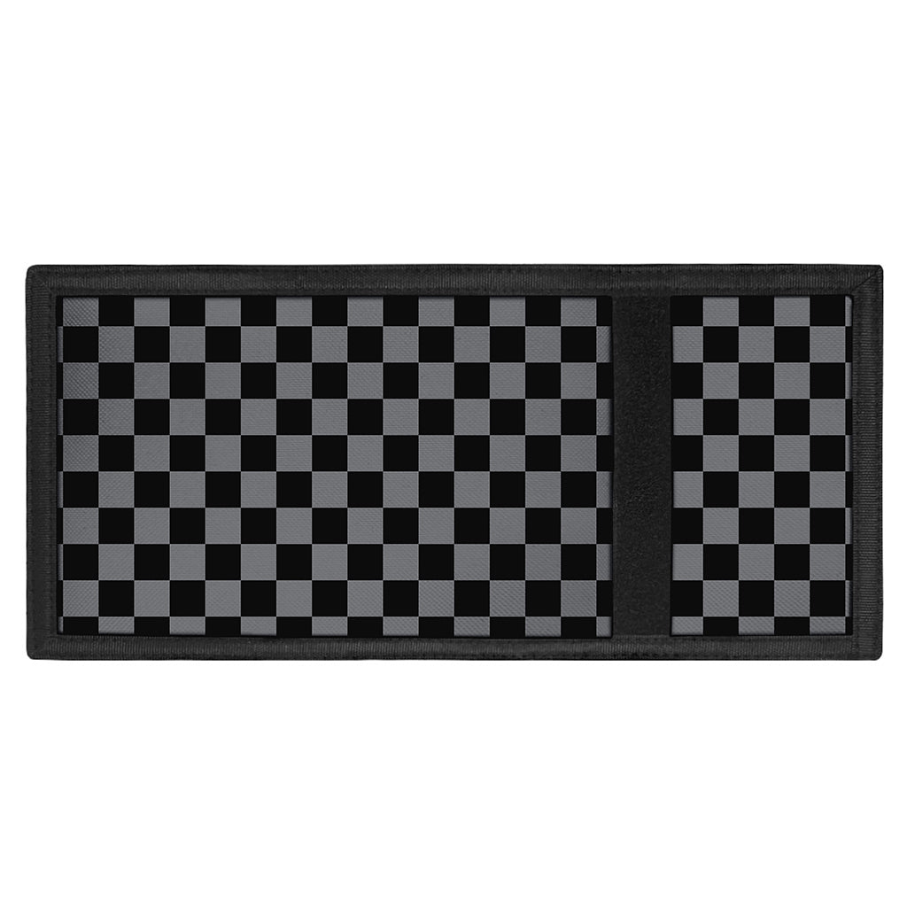 Grey And Black Checkered Pattern Print Trifold Wallet