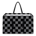 Grey And Black Checkered Pattern Print Utility Tote Bag