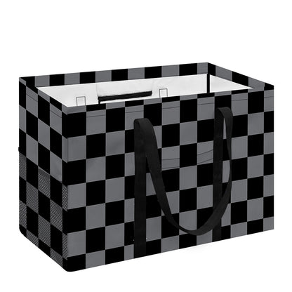 Grey And Black Checkered Pattern Print Utility Tote Bag