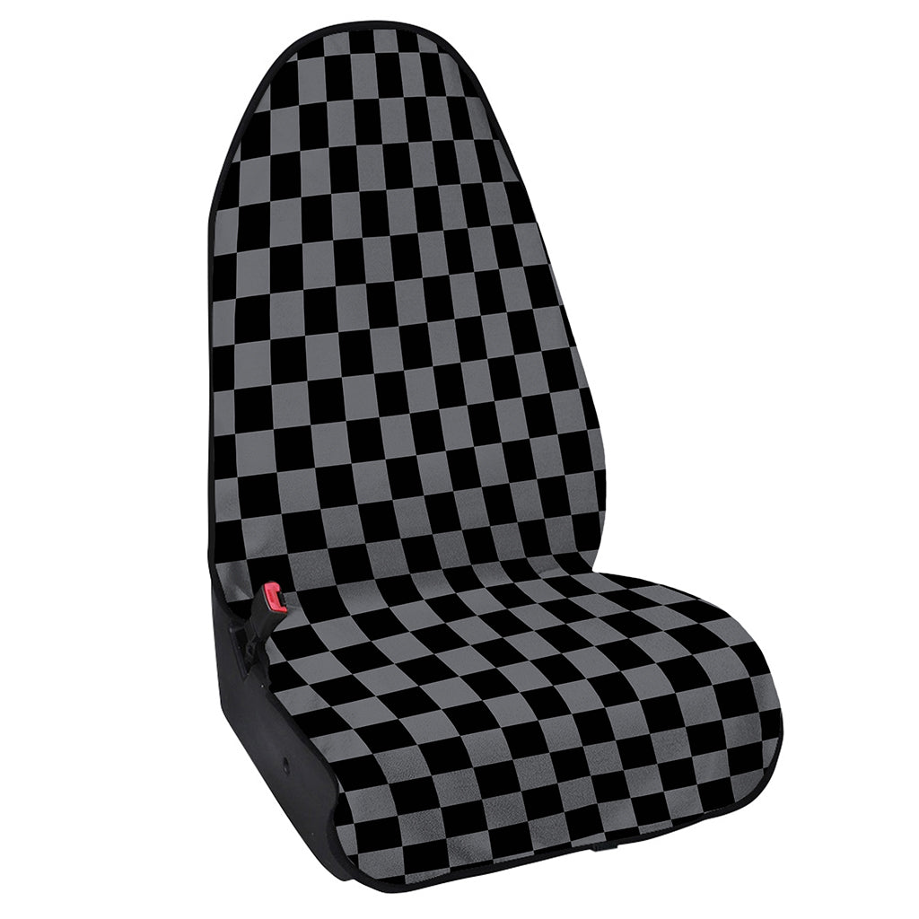 Grey And Black Checkered Pattern Print Waterproof Car Seat Cover