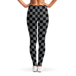 Grey And Black Checkered Pattern Print Women's Leggings