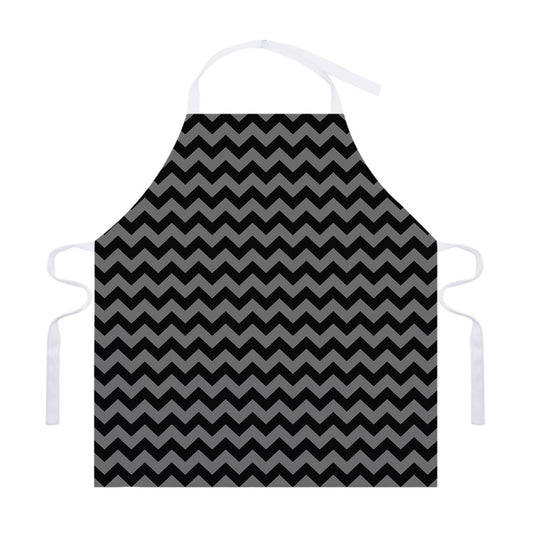 Grey And Black Chevron Pattern Print Adjustable Apron