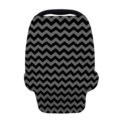Grey And Black Chevron Pattern Print Baby Seat Cover