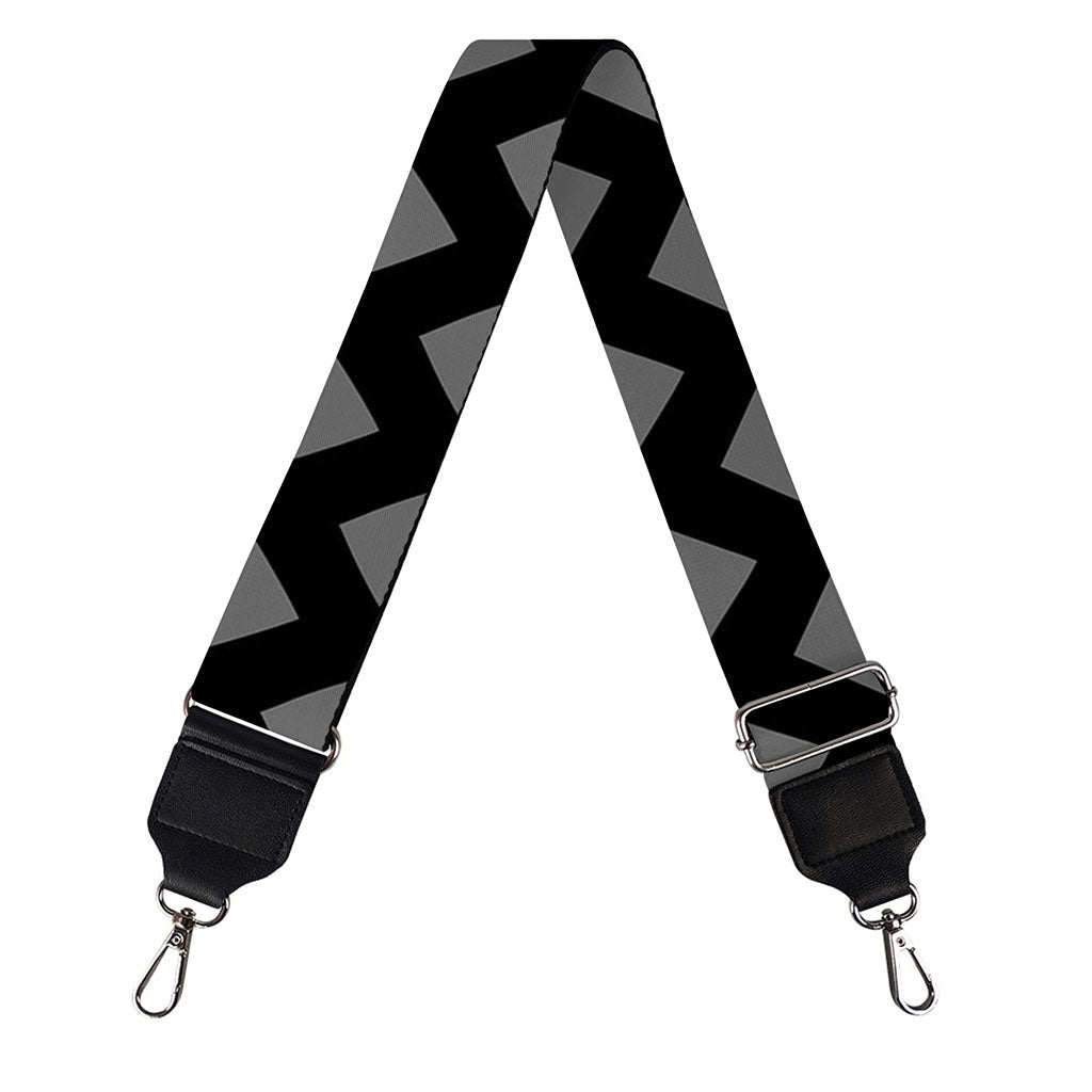 Grey And Black Chevron Pattern Print Bag Strap