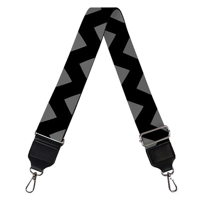 Grey And Black Chevron Pattern Print Bag Strap