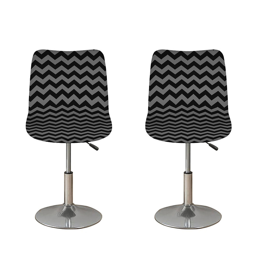 Grey And Black Chevron Pattern Print Bar Stool Covers