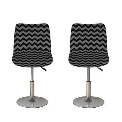 Grey And Black Chevron Pattern Print Bar Stool Covers