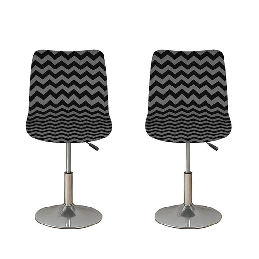 Grey And Black Chevron Pattern Print Bar Stool Covers