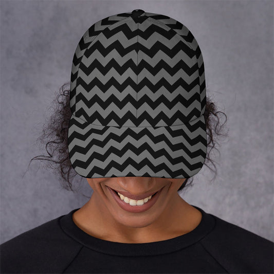 Grey And Black Chevron Pattern Print Baseball Cap
