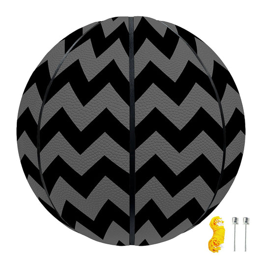 Grey And Black Chevron Pattern Print Basketball