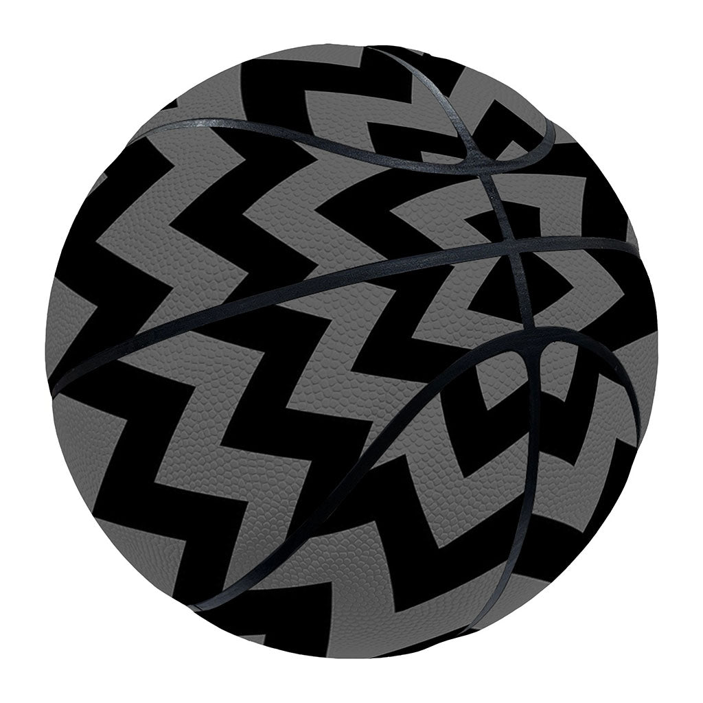 Grey And Black Chevron Pattern Print Basketball