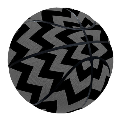 Grey And Black Chevron Pattern Print Basketball