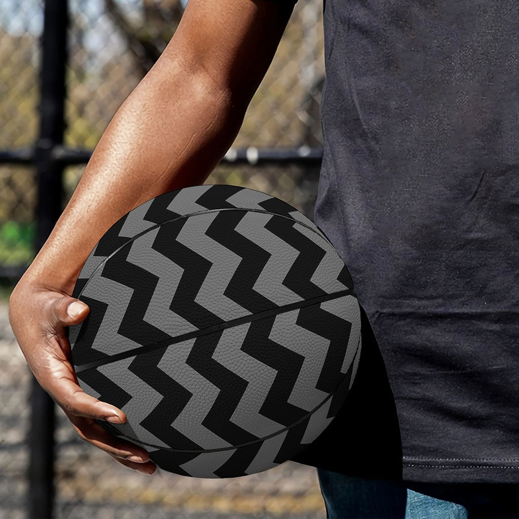 Grey And Black Chevron Pattern Print Basketball