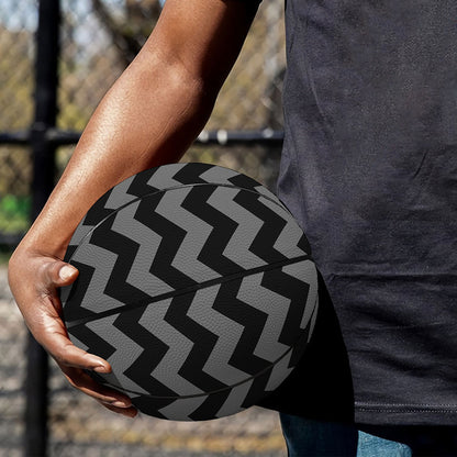 Grey And Black Chevron Pattern Print Basketball