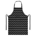 Grey And Black Chevron Pattern Print Bib Apron With Pocket