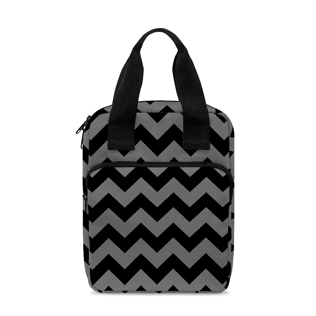 Grey And Black Chevron Pattern Print Bible Tote Bag