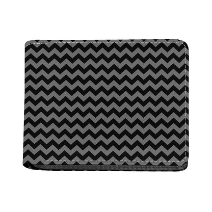 Grey And Black Chevron Pattern Print Bifold Wallet