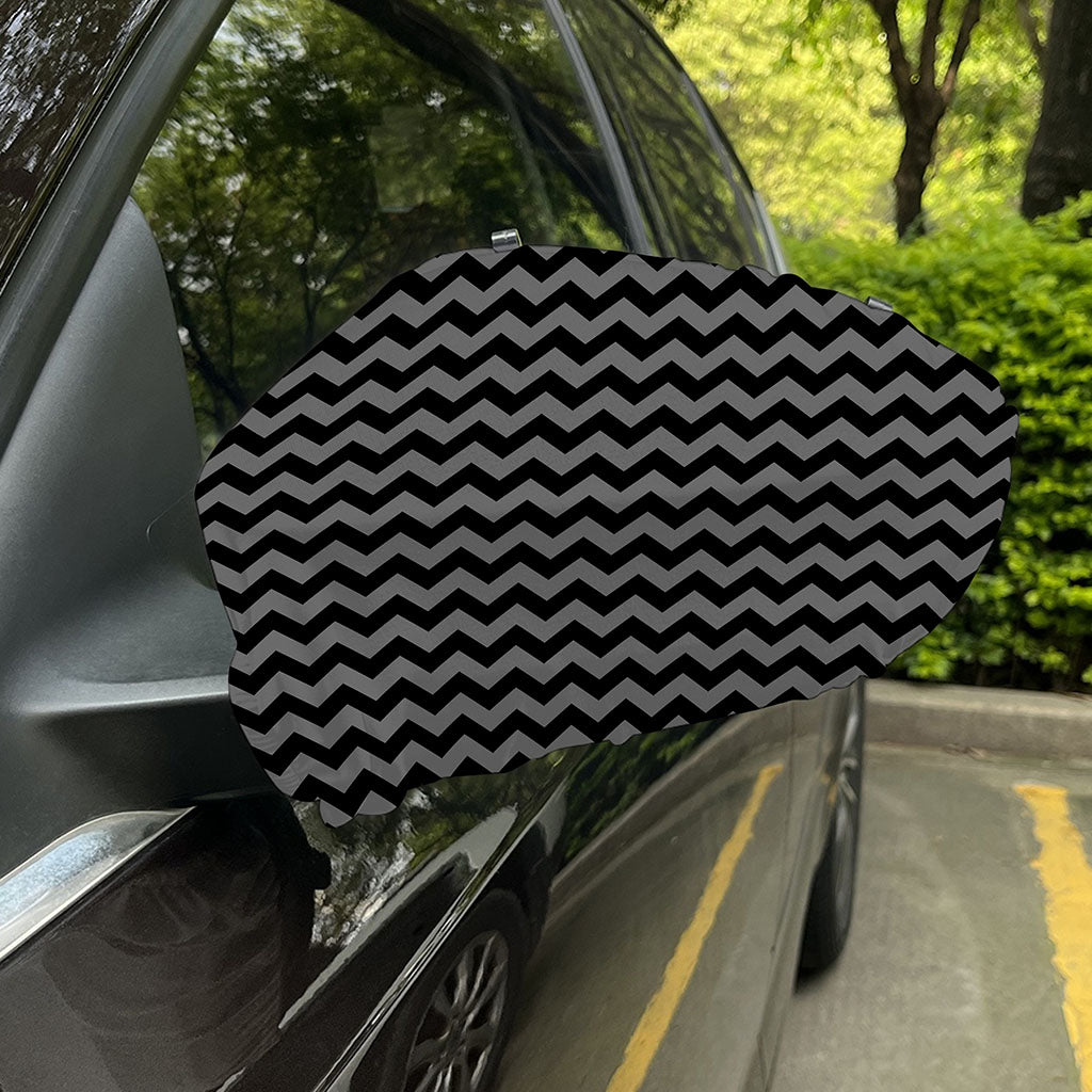 Grey And Black Chevron Pattern Print Car Side Mirror Covers