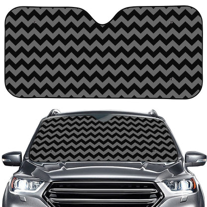 Grey And Black Chevron Pattern Print Car Windshield Sun Shade