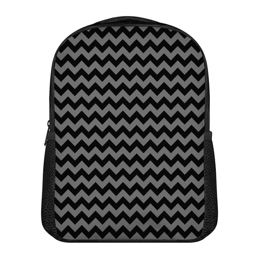 Grey And Black Chevron Pattern Print Casual Backpack