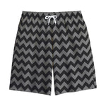 Grey And Black Chevron Pattern Print Cotton Shorts