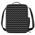 Grey And Black Chevron Pattern Print Crossbody Lunch Bag