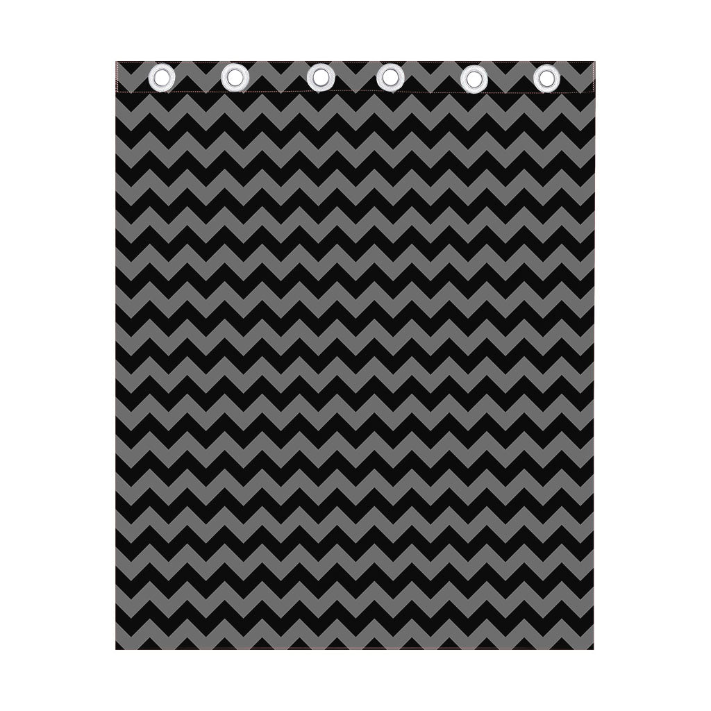 Grey And Black Chevron Pattern Print Curtain