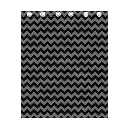 Grey And Black Chevron Pattern Print Curtain