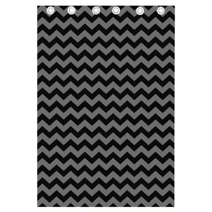 Grey And Black Chevron Pattern Print Curtain
