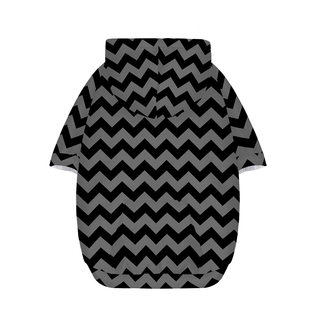 Grey And Black Chevron Pattern Print Dog Zip Up Hoodie