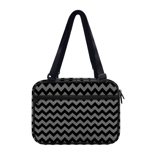 Grey And Black Chevron Pattern Print Double Strap Bible Bag