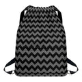 Grey And Black Chevron Pattern Print Drawstring Backpack