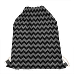 Grey And Black Chevron Pattern Print Drawstring Bag
