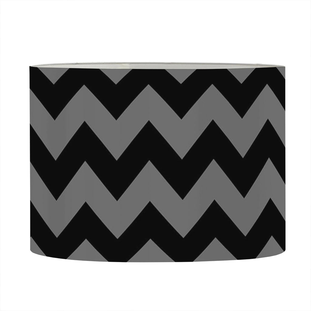 Grey And Black Chevron Pattern Print Drum Lamp Shade