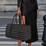 Grey And Black Chevron Pattern Print Duffle Bag