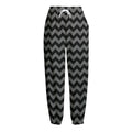 Grey And Black Chevron Pattern Print Fleece Lined Knit Pants