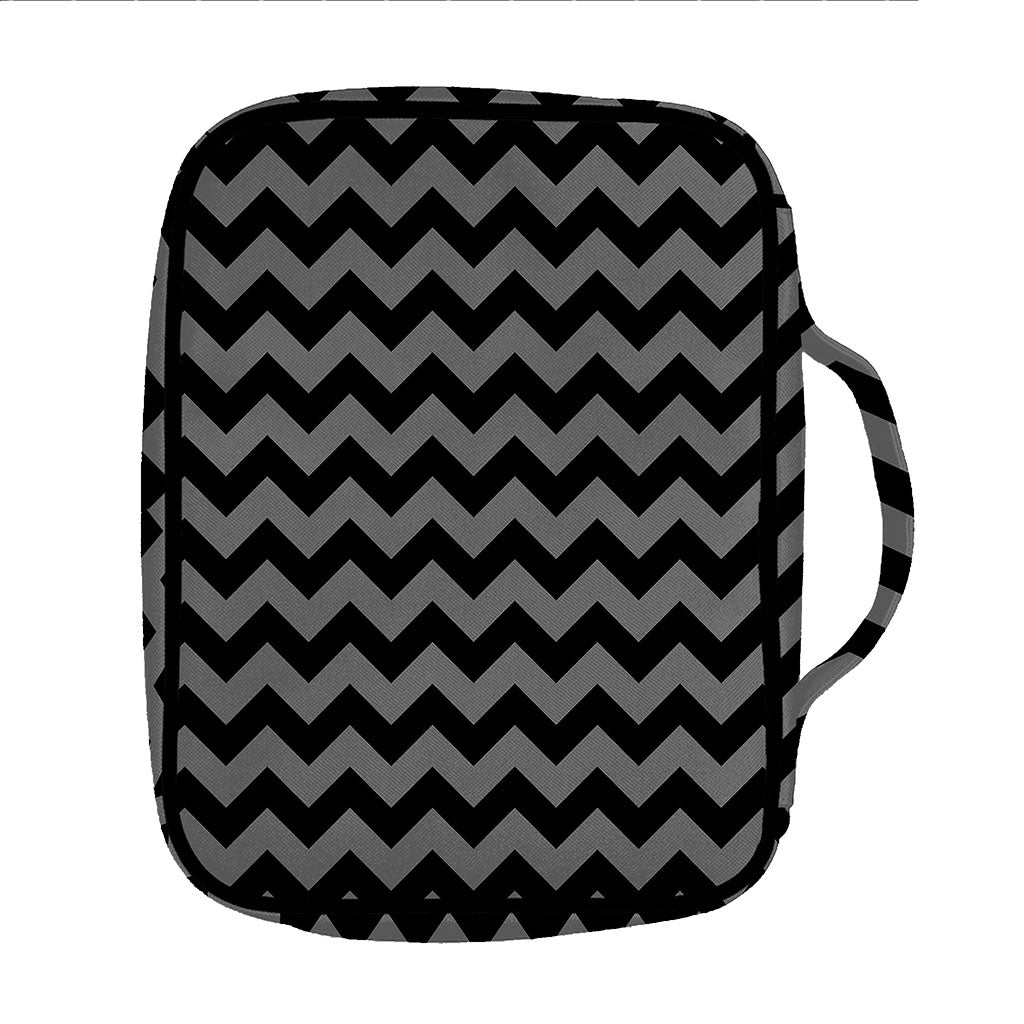 Grey And Black Chevron Pattern Print Front Pocket Bible Bag