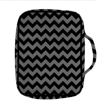Grey And Black Chevron Pattern Print Front Pocket Bible Bag