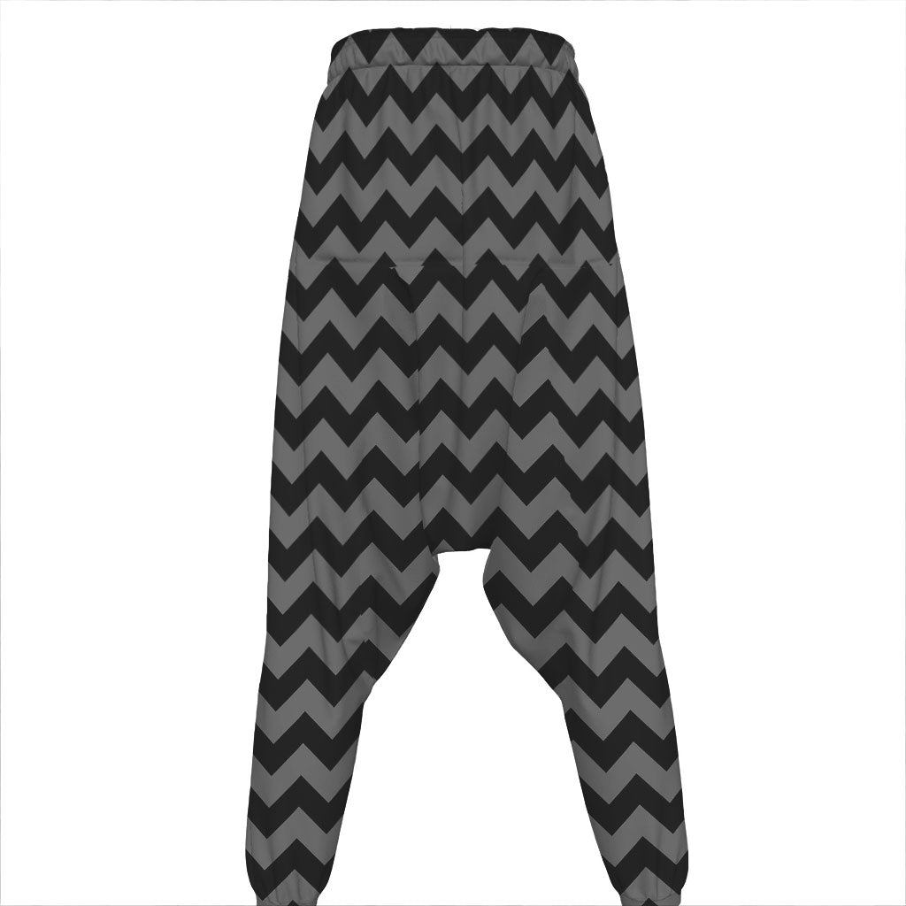 Grey And Black Chevron Pattern Print Hammer Pants