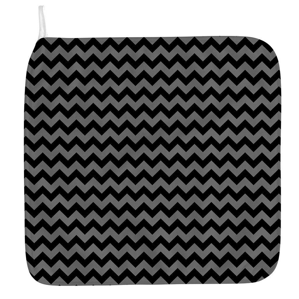 Grey And Black Chevron Pattern Print Hand Towel