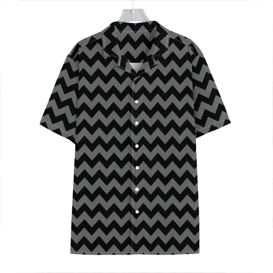 Grey And Black Chevron Pattern Print Hawaiian Shirt