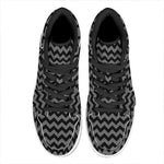 Grey And Black Chevron Pattern Print High Top Leather Sneakers