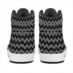 Grey And Black Chevron Pattern Print High Top Leather Sneakers