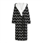 Grey And Black Chevron Pattern Print Hooded Bathrobe