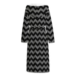 Grey And Black Chevron Pattern Print Hooded Bathrobe