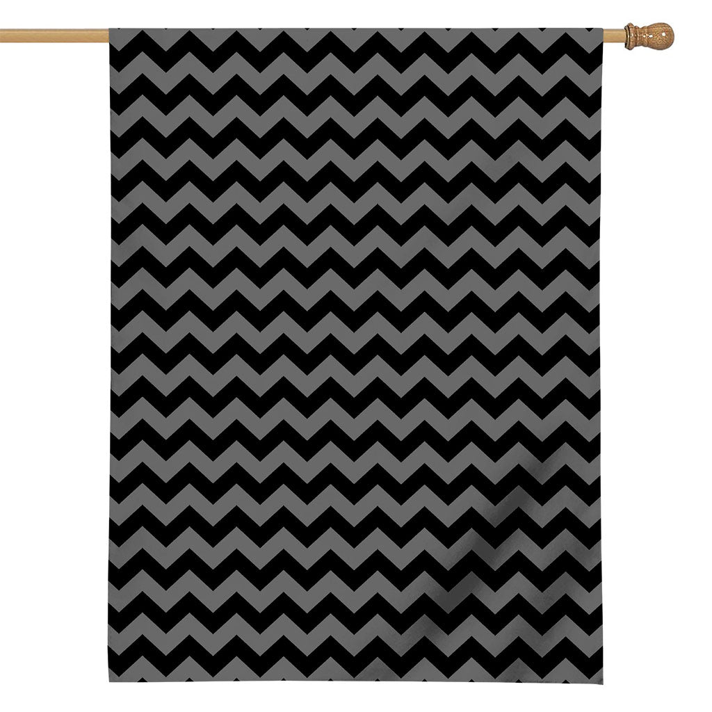 Grey And Black Chevron Pattern Print House Flag