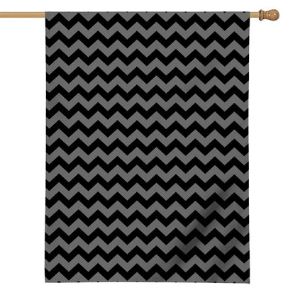 Grey And Black Chevron Pattern Print House Flag